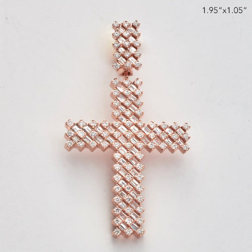 14KR 2.85CTW BAGUETTE DIAMOND CROSS PENDANT