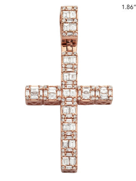 14KR 1.85CTW BAGUETTE DIAMOND CROSS PENDANT