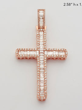 14KR 4.35CTW BAGUETTE DIAMOND CROSS - SINGLE ROW
