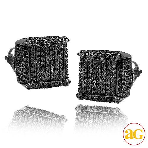 10KB 0.65CTW BLACK DIAMOND DICE EARRINGS