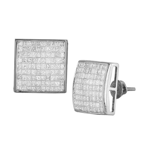 14KW 1.75CTW SQUARE DOME EARRINGS