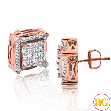 10KR 1.05CTW DIAMOND 3-D EARRINGS WITH SQUARE HEAD
