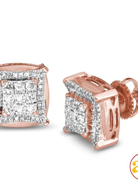 10KR 0.50CTW DIAMOND 3-D EARRINGS WITH SQUARE HEAD