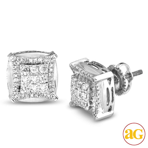 10KW 0.50CTW DIAMOND 3-D EARRINGS WITH SQUARE HEAD