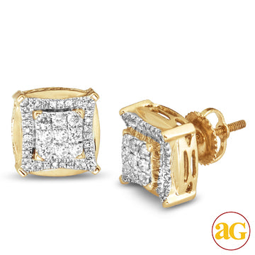 10KY 0.50CTW DIAMOND 3-D EARRINGS WITH SQUARE HEAD