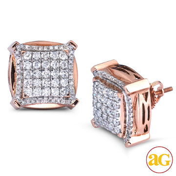 10KR 1.50CTW DIAMOND 3-D EARRINGS WITH SQUARE HEAD