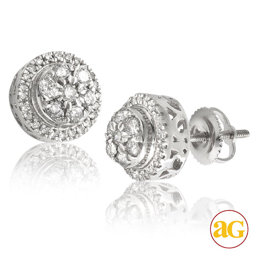 10KW 0.65CTW DIAMOND ROUND 3-D DOME CLUSTER EARRIN