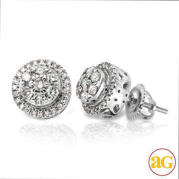 10KW 1.05CTW DIAMOND ROUND 3-D DOME CLUSTER EARRIN