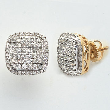 10KY 1.05CTW DIAMOND ROUNDED SQUARE EARRINGS W/BOR