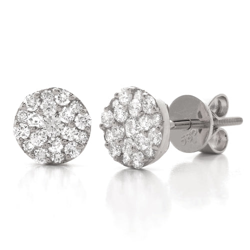 14KW 0.70CTW DIAMOND CONCAVE DISC CLUSTER EARRINGS