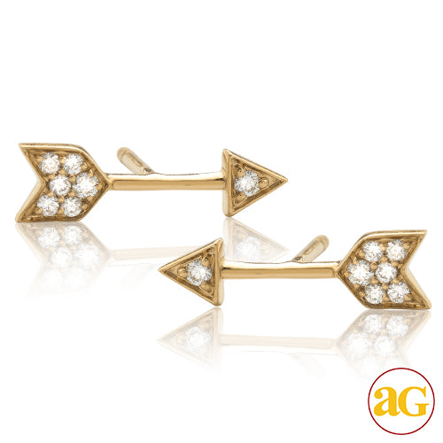 14KY 0.15CTW DIAMOND ARROW EARRING STUDS