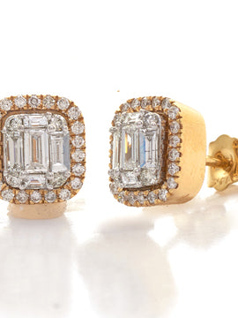 14KY+W  0.80CTW BAGUETTE DIAMOND EARRING STUDS