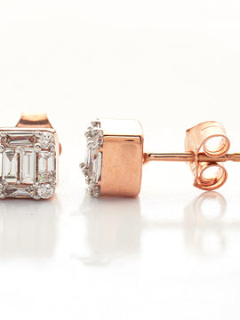 14KR+W  0.55CTW BAGUETTE DIAMOND EARRING STUDS