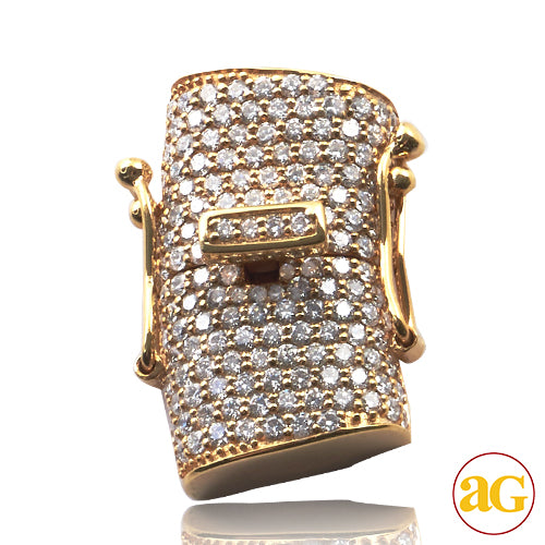 10KY 2.25CTW DIAMOND CURVED PUSH LOCK FOR LINK