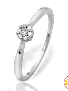 14KW 0.10CTW DIAMOND SOLITAIRE FLOWER PROMISE RING
