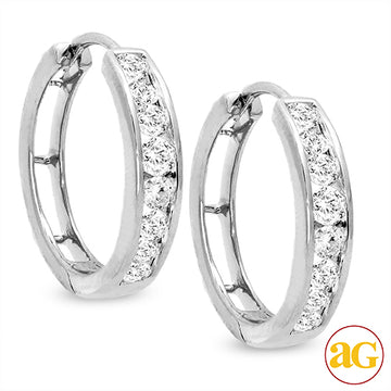14KW 1.00CTW DIAMOND HOOPS [CHANNEL SET ROUNDS]
