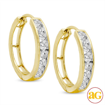 14KY 1.00CTW DIAMOND HOOPS [CHANNEL SET ROUNDS]