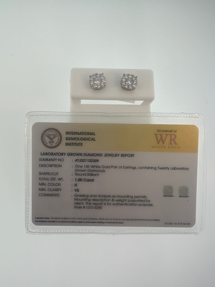 Certified 1.00 carat Diamond Earrings