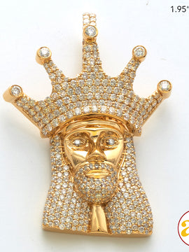 14KY 4.35CTW DIAMOND KING JESUS PENDANT