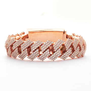 10KR 22.55CTW DIAMOND SQUARE CUBAN BRACELET -