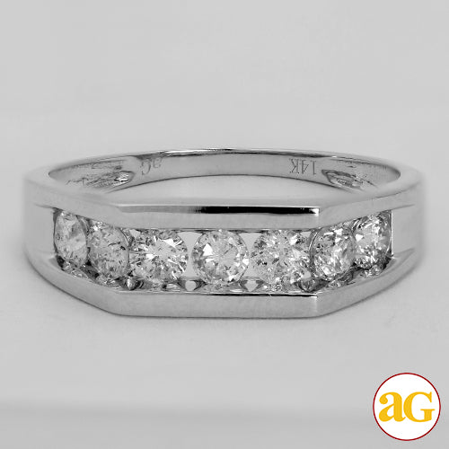 14KW 1.25CTW DIAMOND MENS RING [7-STONE BAND]
