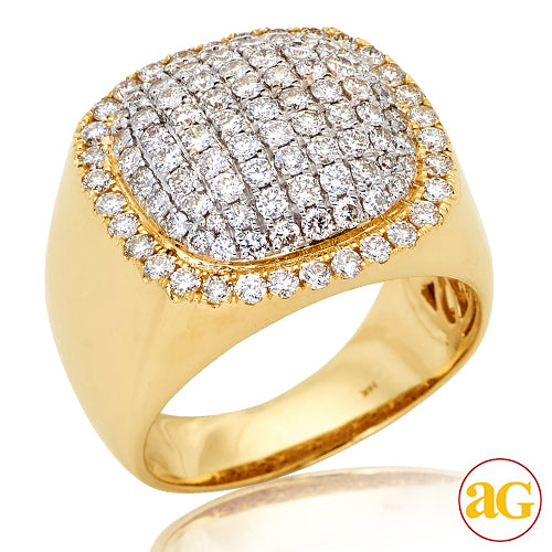 14KY 2.25CTW DIAMOND ROUNDED SQUARE DOME MENS RING