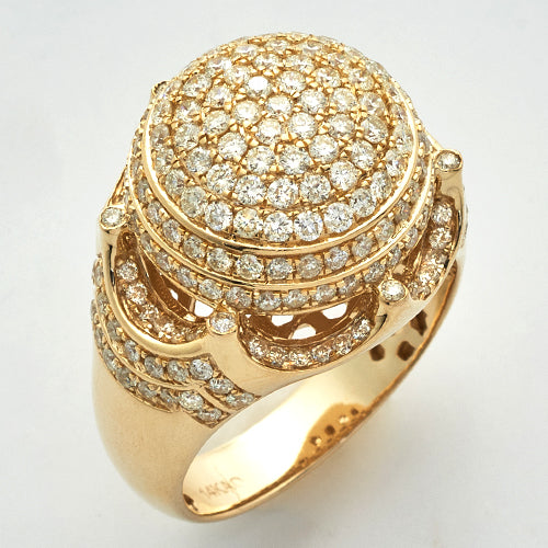 14KY 3.20CTW DIAMOND MENS DOME RING WITH CROWN BOR