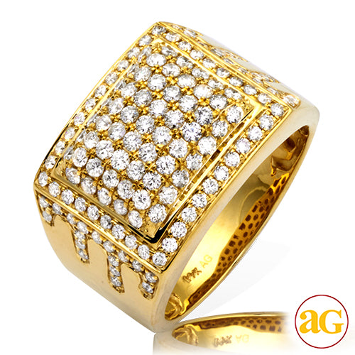 14KY 2.00CTW DIAMOND MENS RECTANGLE DOME RING - DR