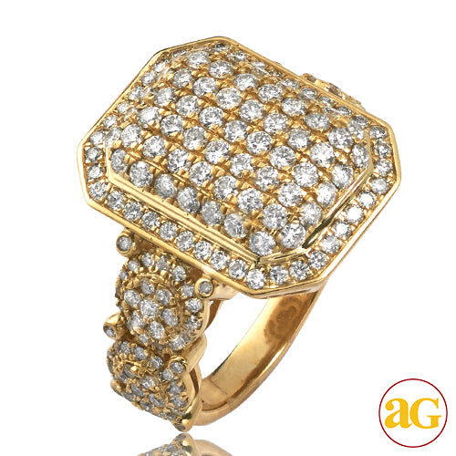 14KY 2.75CTW DIAMOND DOMED RECTAGNLE MENS RING