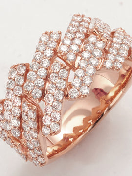 14KR 2.45CTW DIAMOND SQUARE CUBAN MENS RING