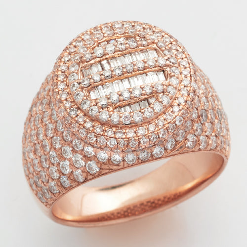 10KR 3.30CTW DIAMOND BAGUETTE ROUND DOME RING
