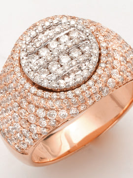 14KR+W 3.00CTW DIAMOND ROUND FACE MENS RING