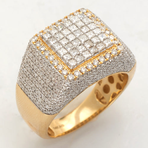 14KY 2.30CTW DIAMOND SQUARE FACE MENS RING