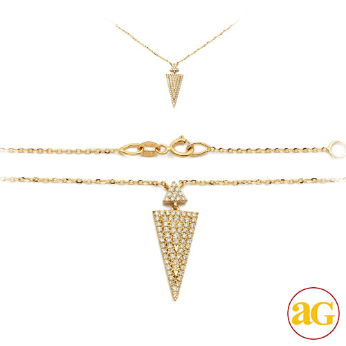 14KY 0.30CTW DIAMOND NECKLACE - FLAT TIANGLE SPIKE