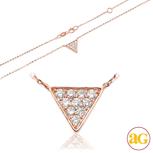 14KR 0.20CTW DIAOND NECKLACE - FLAT TRIANGLE