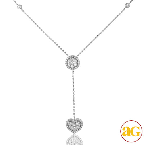 14KW 0.60CTW DIAMOND NECKLACE - ROUND AND HEART CL