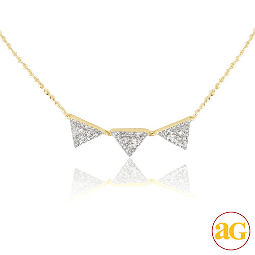 14KY 0.30CTW DIAMOND NECKLACE - 3 TRIANGLE