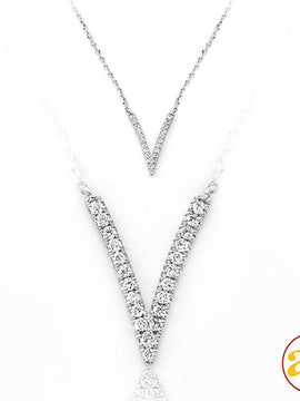 14KW 0.10CTW DIAMOND NECKLACE - V SHAPE
