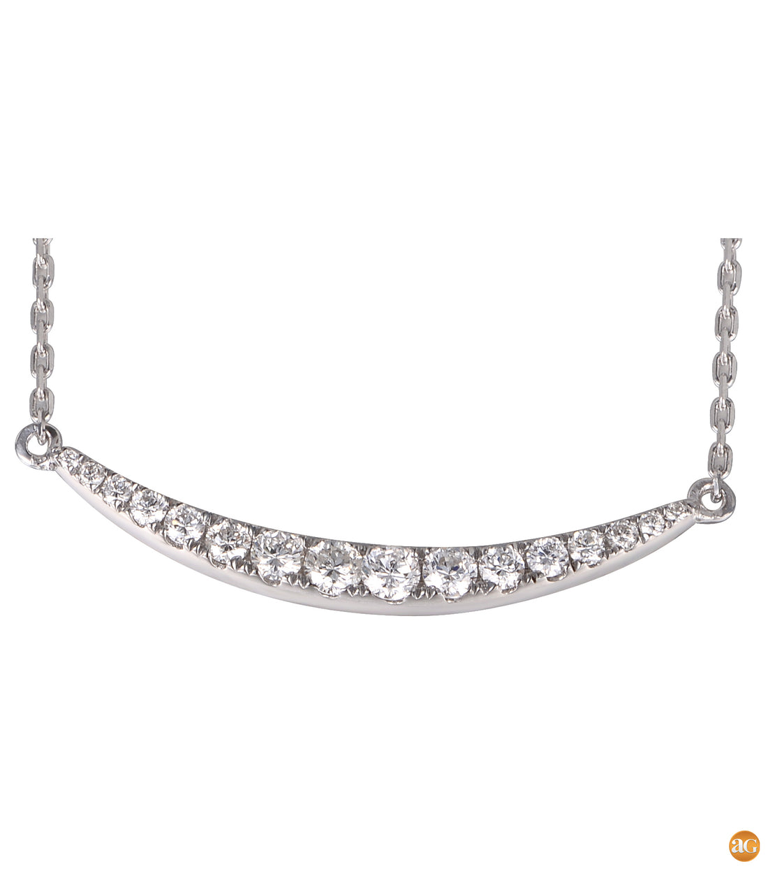 14KW 0.25CTW DIAMOND CURVED BAR NECKLACE