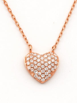 14KR 0.20CTW DIAMOND DOME HEART NECKLACE