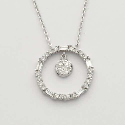 14KW 0.55CTW BAGUETTE DIAMOND NECKLACE - CIRCLE