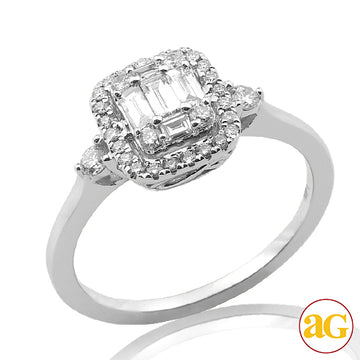 14KW 0.55CTW BAGUETTE DIAMOND BRIDAL RING WITH HAL