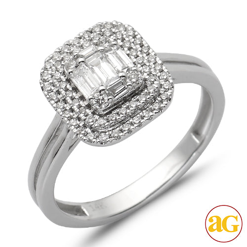14KW 0.50CTW BAGUETTE DIAMOND BRIDAL RING WITH ROU