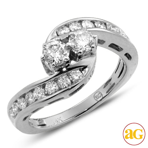 14KW 1.00CTW DIAMOND TWO STONE RING [0.25CT CTRS]