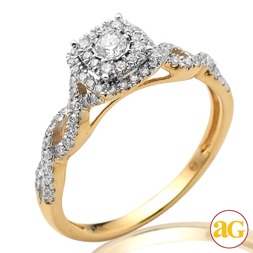 14KY 0.45CTW DIAMOND BRIDAL RING WITH HALO