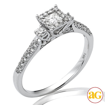 14KW 0.50CTW PC DIAMOND BRIDAL RING WITH SQUARE HA