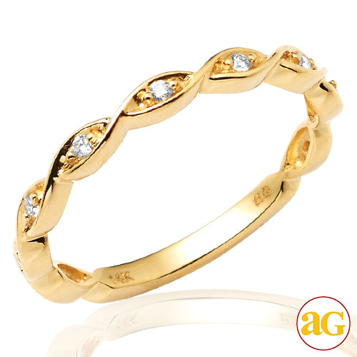 14KY 0.10CTW DIAMOND FANCY STACKABLE BAND