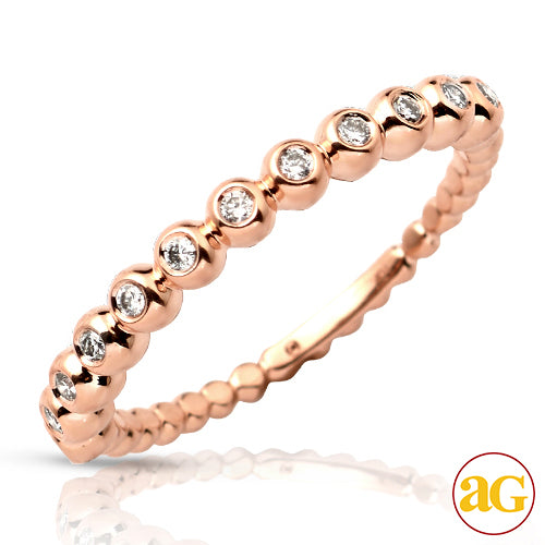 14KR 0.20CTW DIAMOND BEADED STACKABLE BAND
