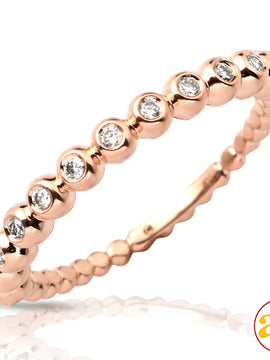 10KR 0.20CTW DIAMOND BEADED STACKABLE BAND