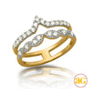 14KYW 0.50CTW DIAMOND 2-ROW PRINCESS CROWN RING